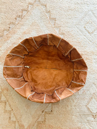 Leather Pouffe Light Tan Cover