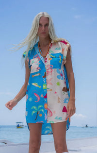 Tropicana Shirt Dress W/ Shell Belt