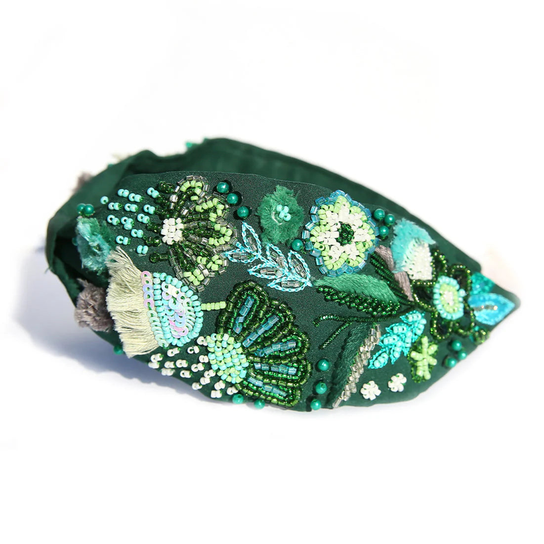 Beaded Headband Emerald Blossom