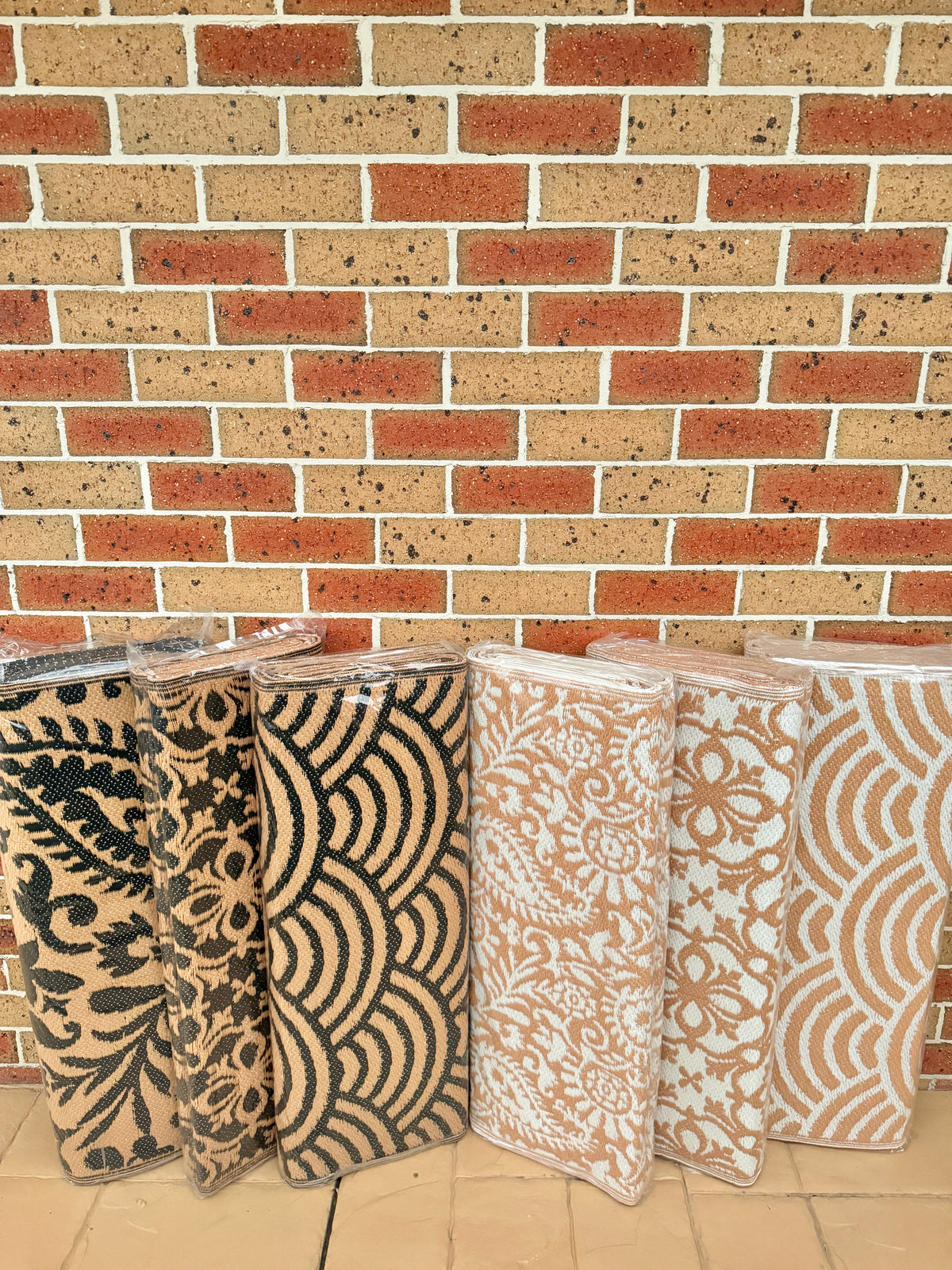 Recycled Outdoor Mat 4 Rainbow Waves ~ Large 2.8 x 2.8