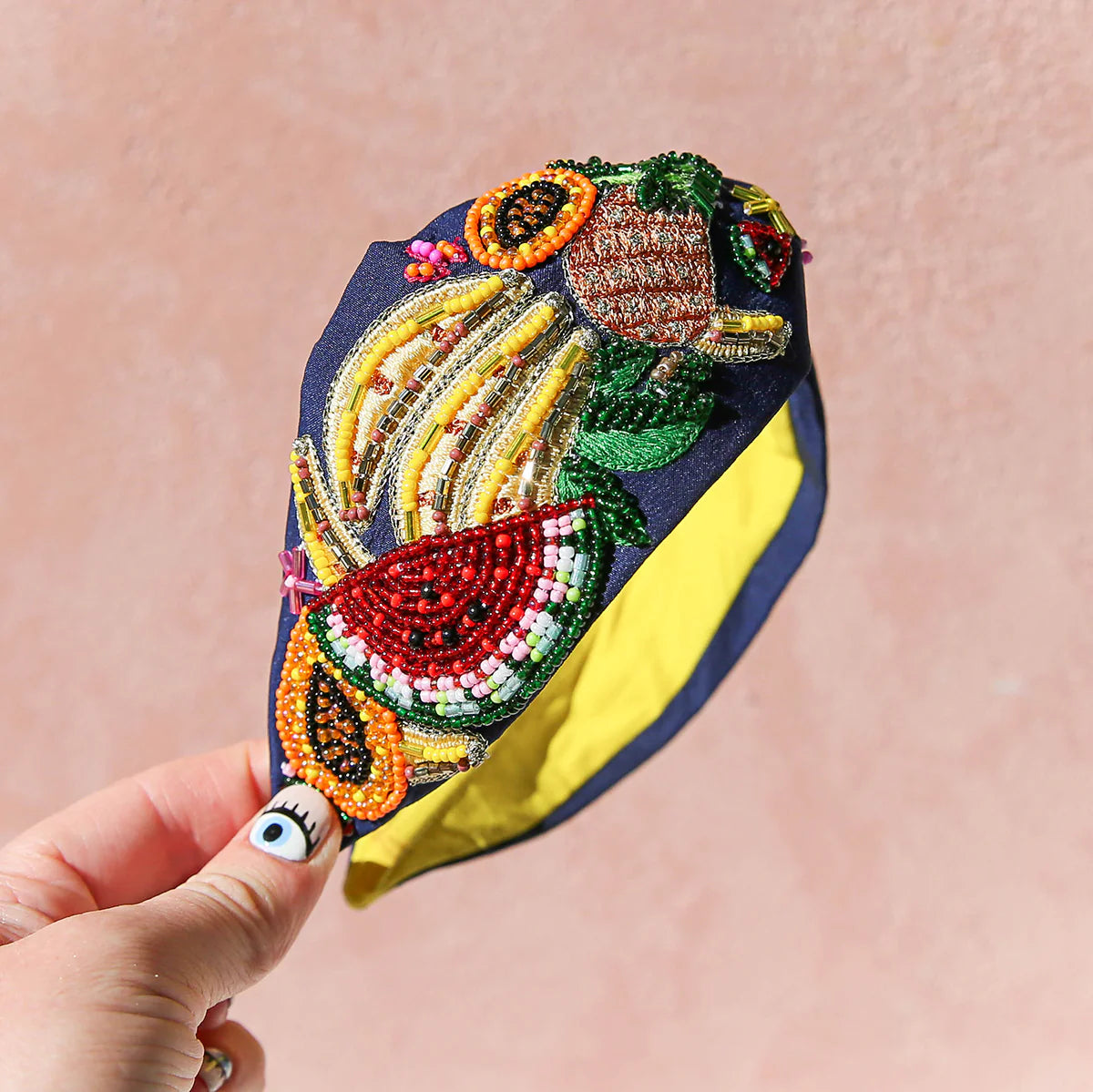 Beaded Headband Navy Fruit Salad