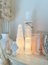 Moroccan Engraved Selenite Crystal Lamps