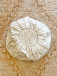 Leather Pouffe White Cover