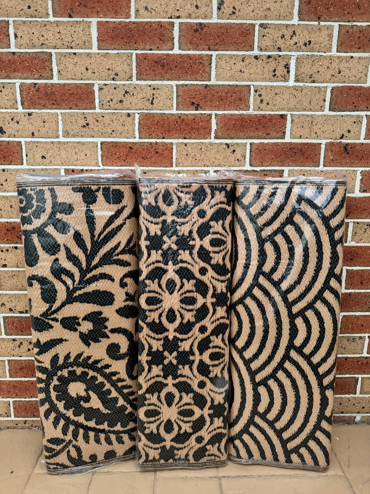 Recycled Outdoor Mat 4 Rainbow Waves ~ Large 2.8 x 2.8