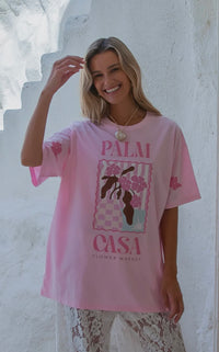 Flower Market Oversized Tee Pink