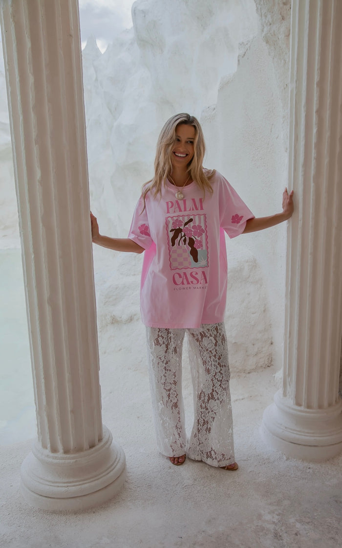 Flower Market Oversized Tee Pink