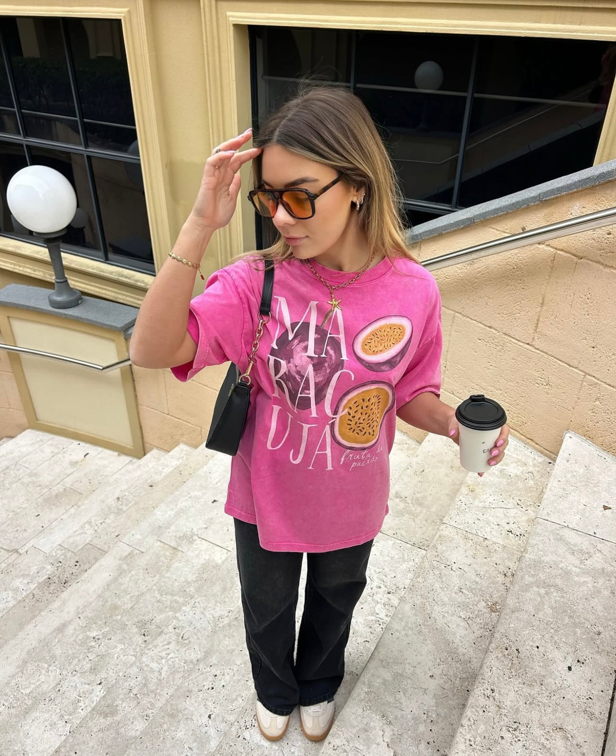 Maracuja Oversized Shirt Acid Wash Rose Pink