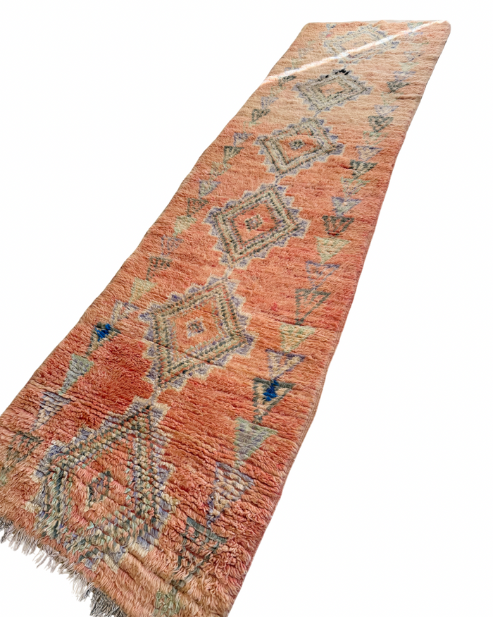 Moroccan Vintage Rug Runner  "Azteaka” 360 x 97