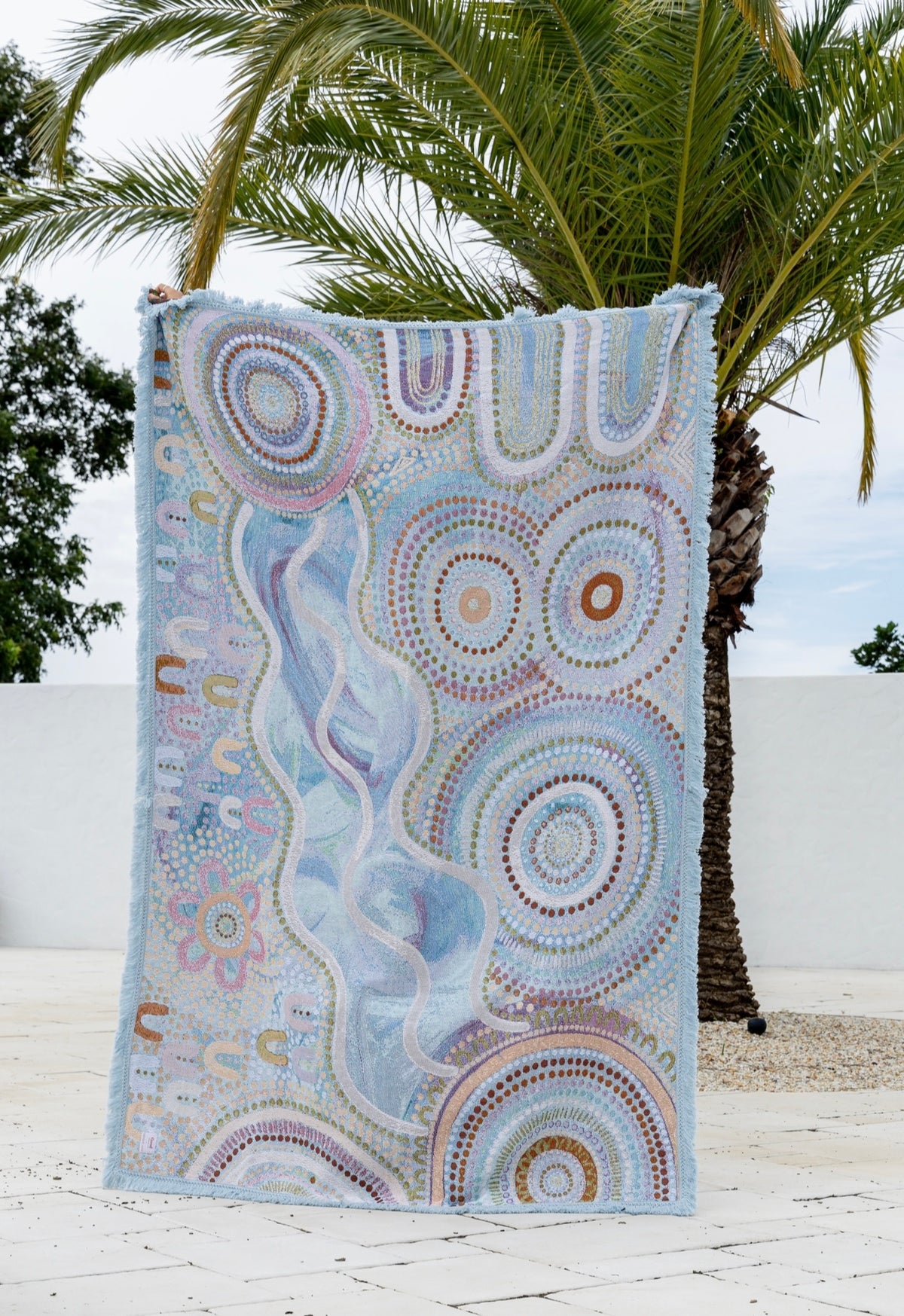 Indigenous Throw Blue Ocean By Natalie Jade