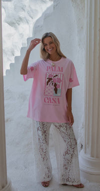 Flower Market Oversized Tee Pink
