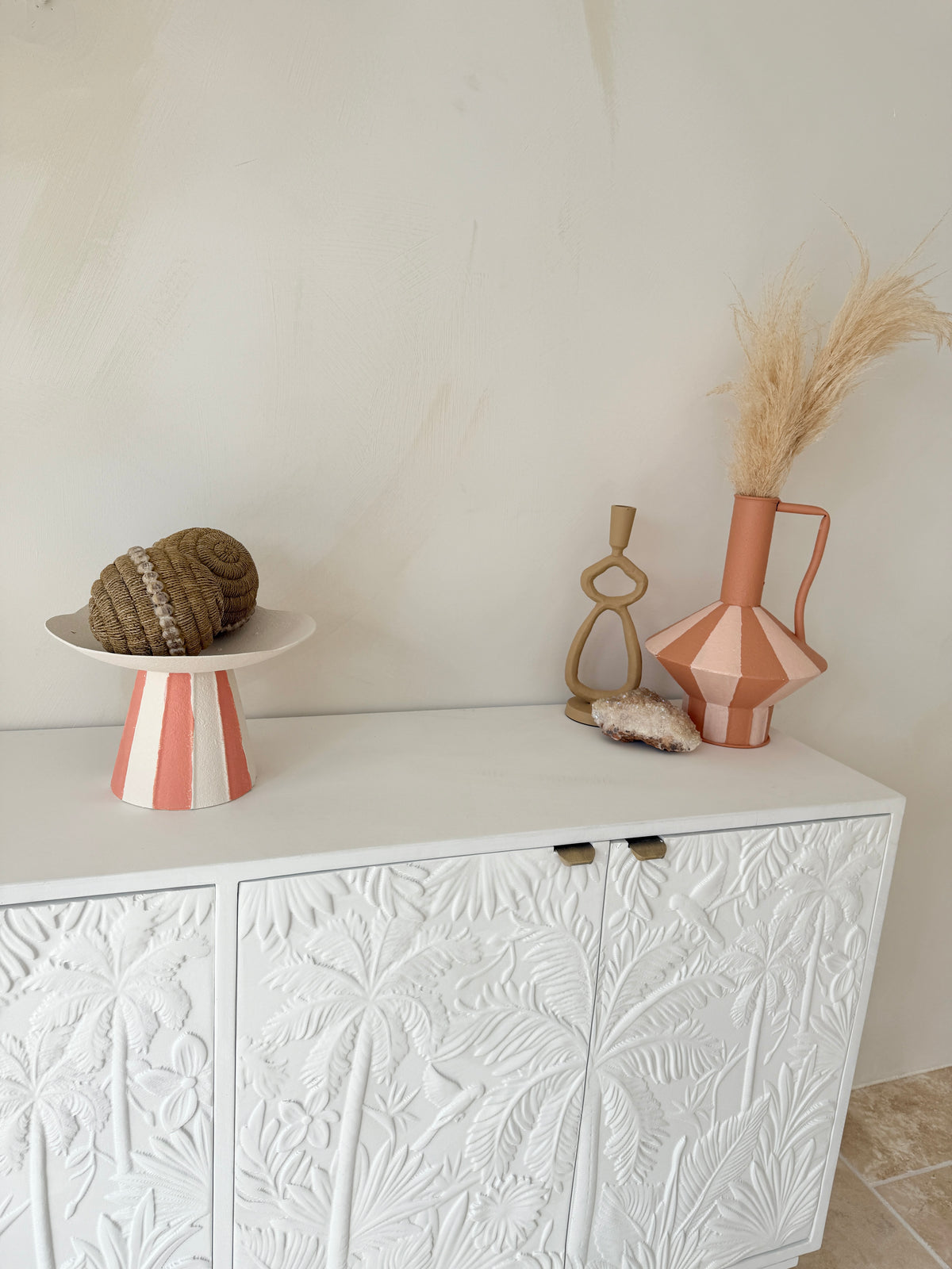 Tiffany Striped Metal Platter on Stand