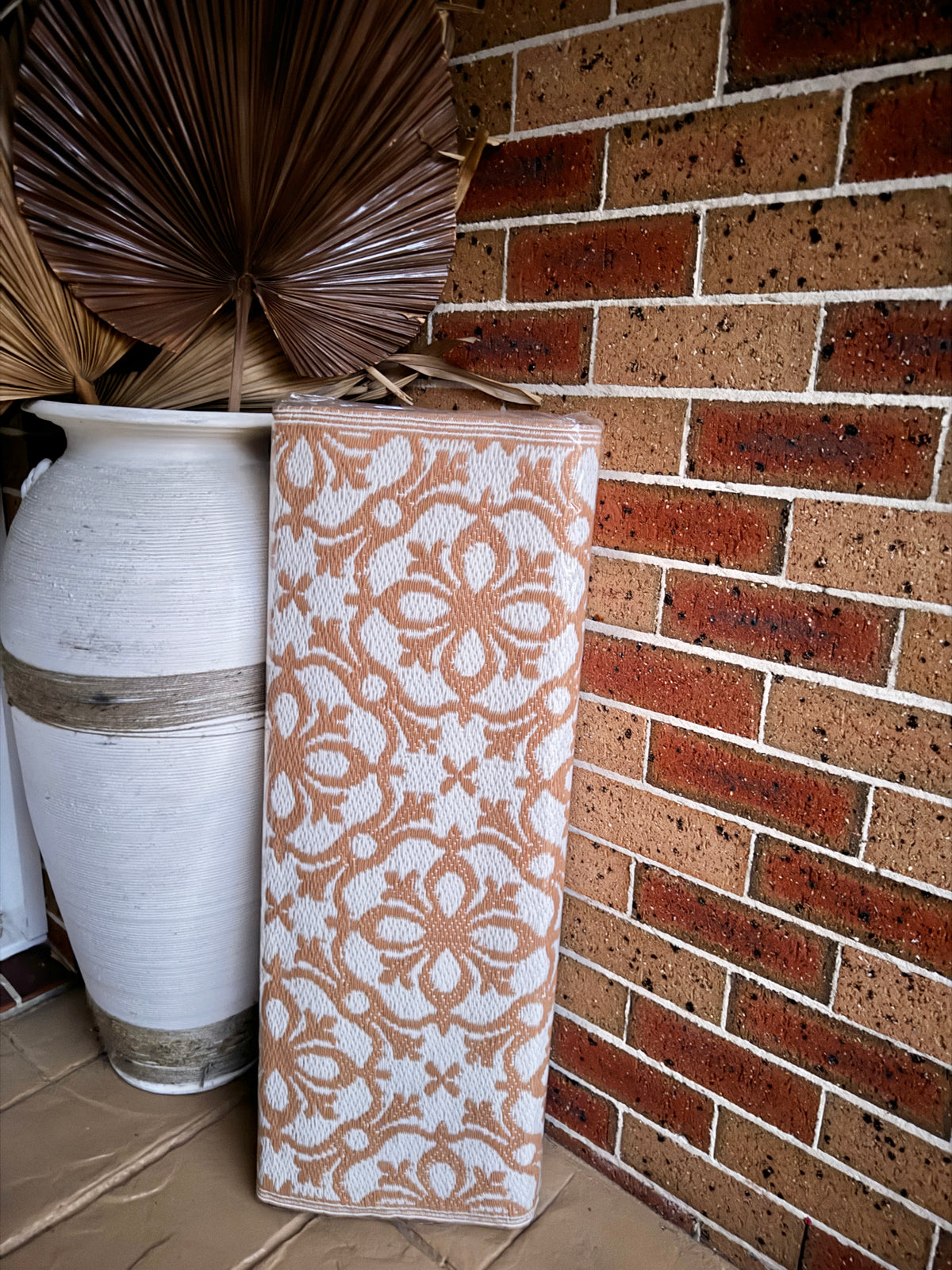 Recycled Outdoor Mat 3 Moroccan Tile ~ Large 2.8 x 2.8