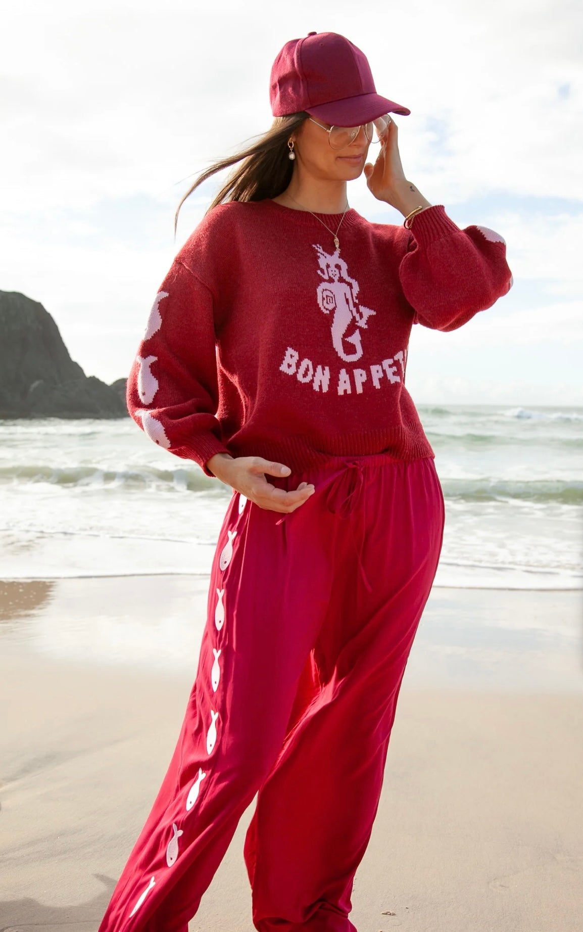 Knit Sweater - Bon Appetite Burgandy