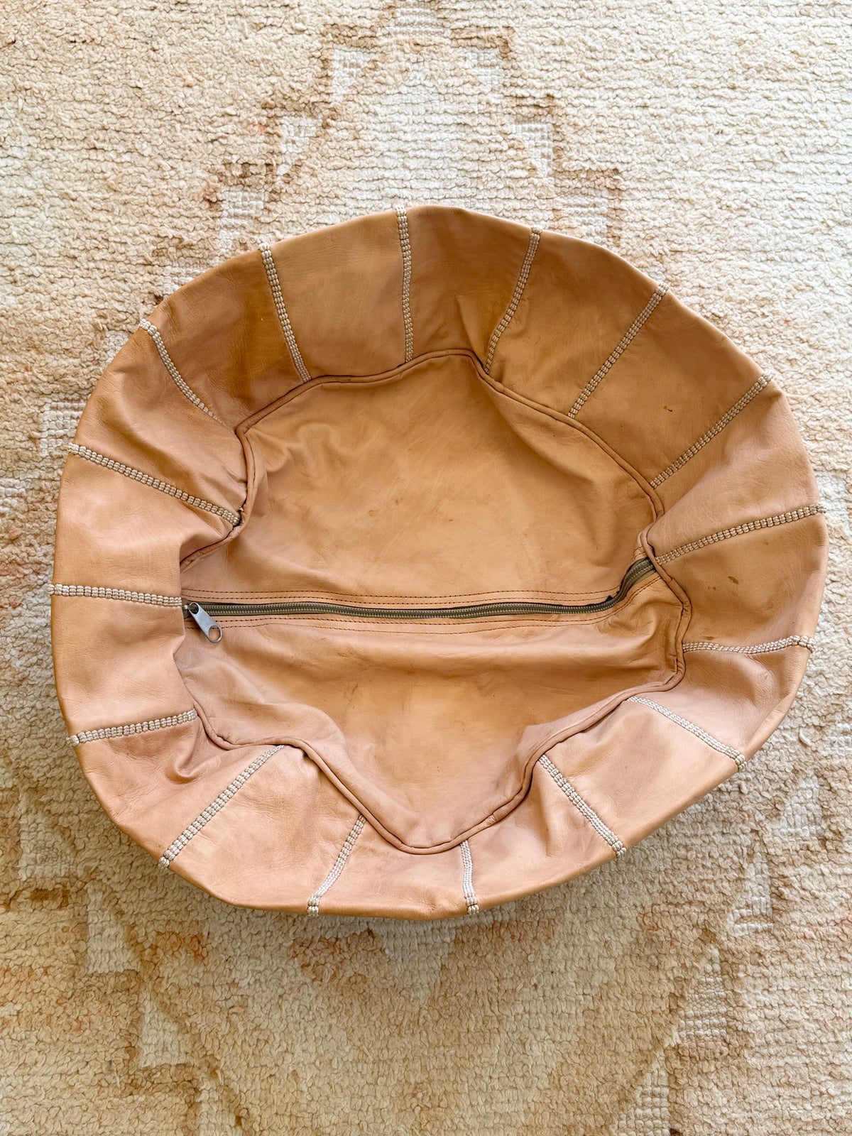 Leather Pouffe Natural Cover