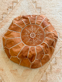 Leather Pouffe Light Tan Cover