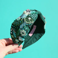 Beaded Headband Emerald Blossom