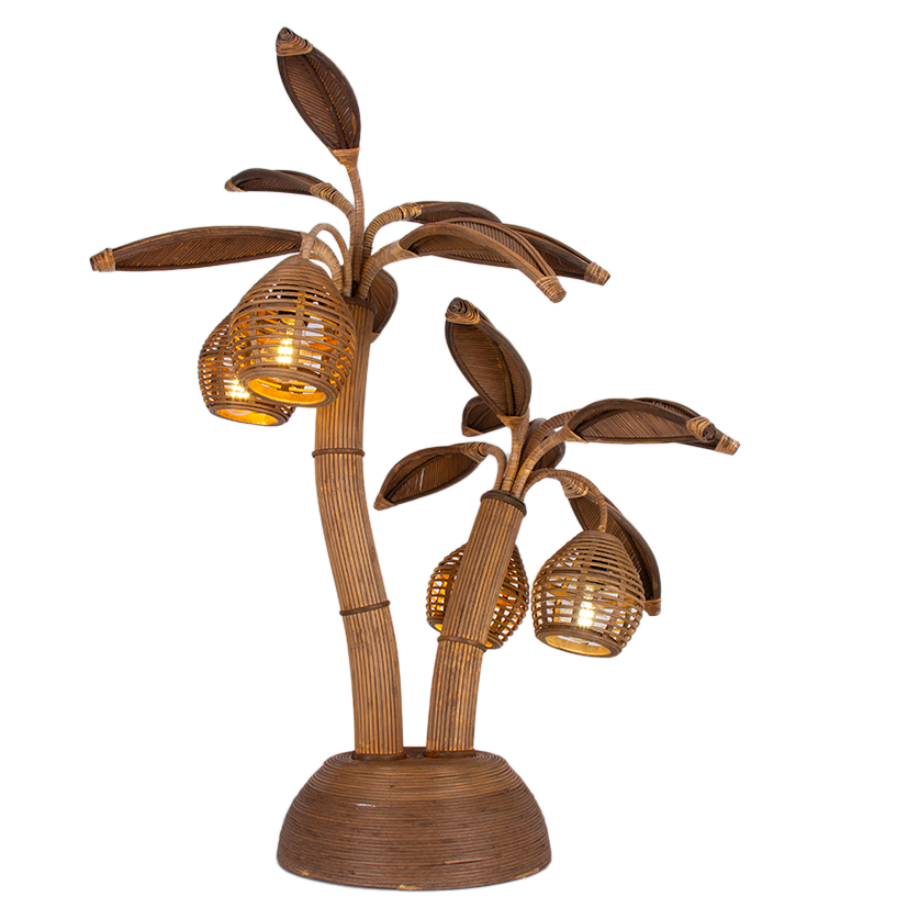 Rattan Palm Table Lamp