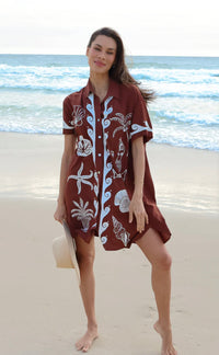 Ocean Club Shirt Dress Brown
