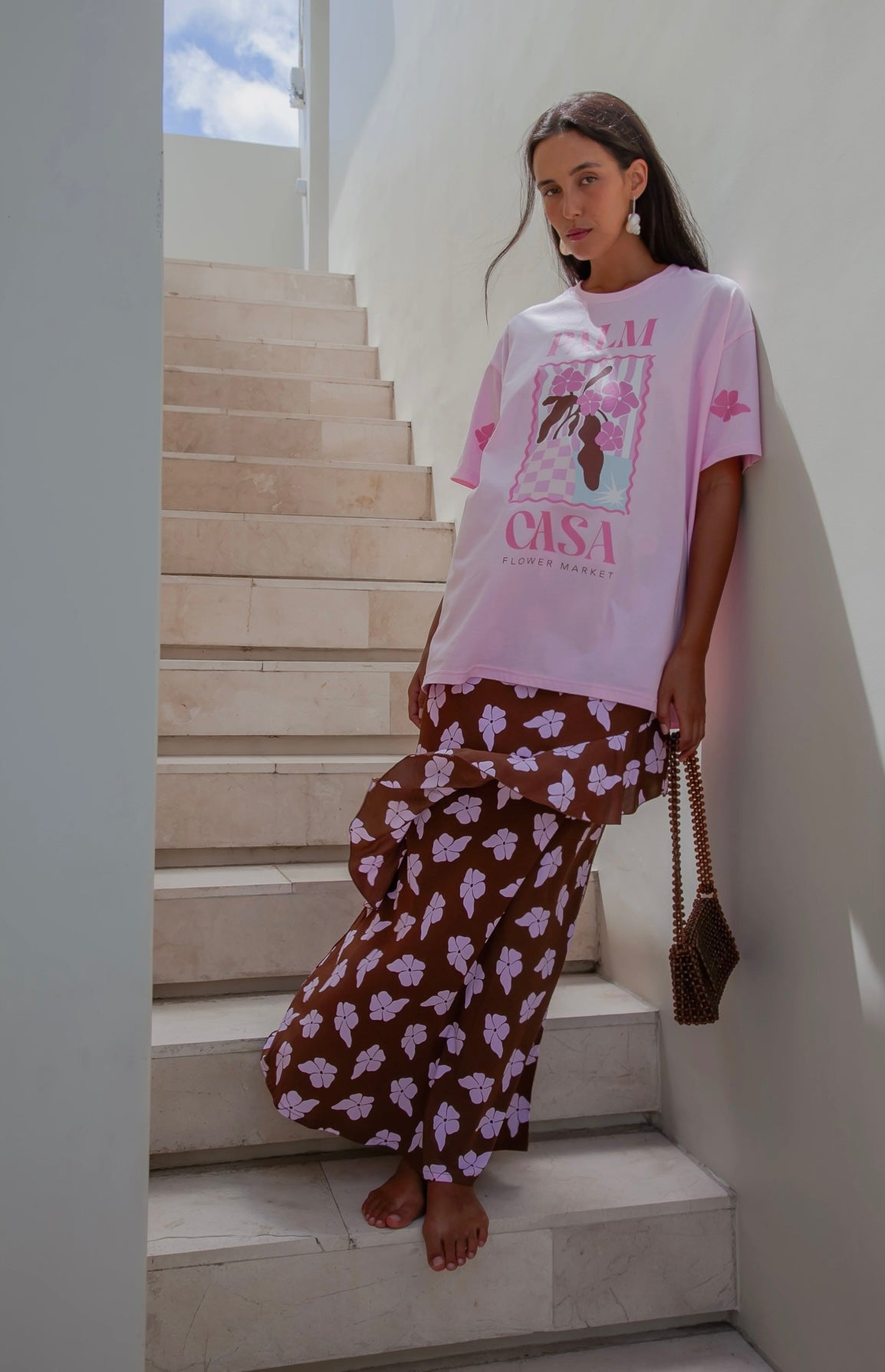 Flower Market Oversized Tee Pink
