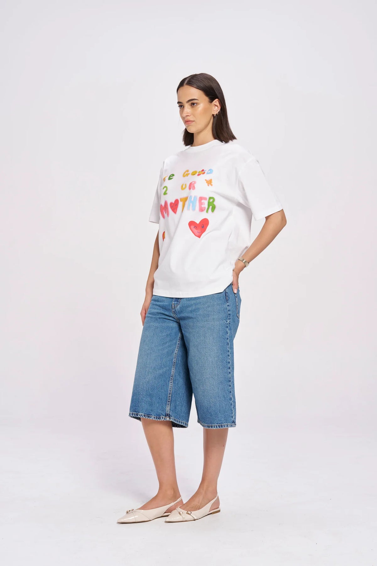 BE GOOD TO YOUR MOTHER Oversized Shirt White