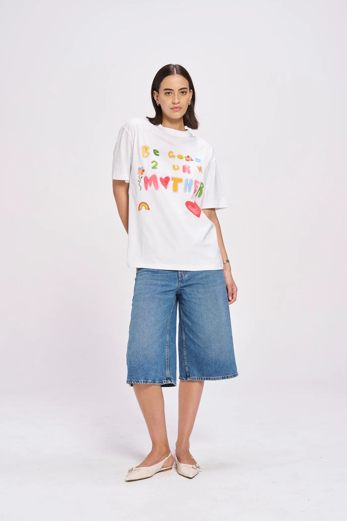 BE GOOD TO YOUR MOTHER Oversized Shirt White