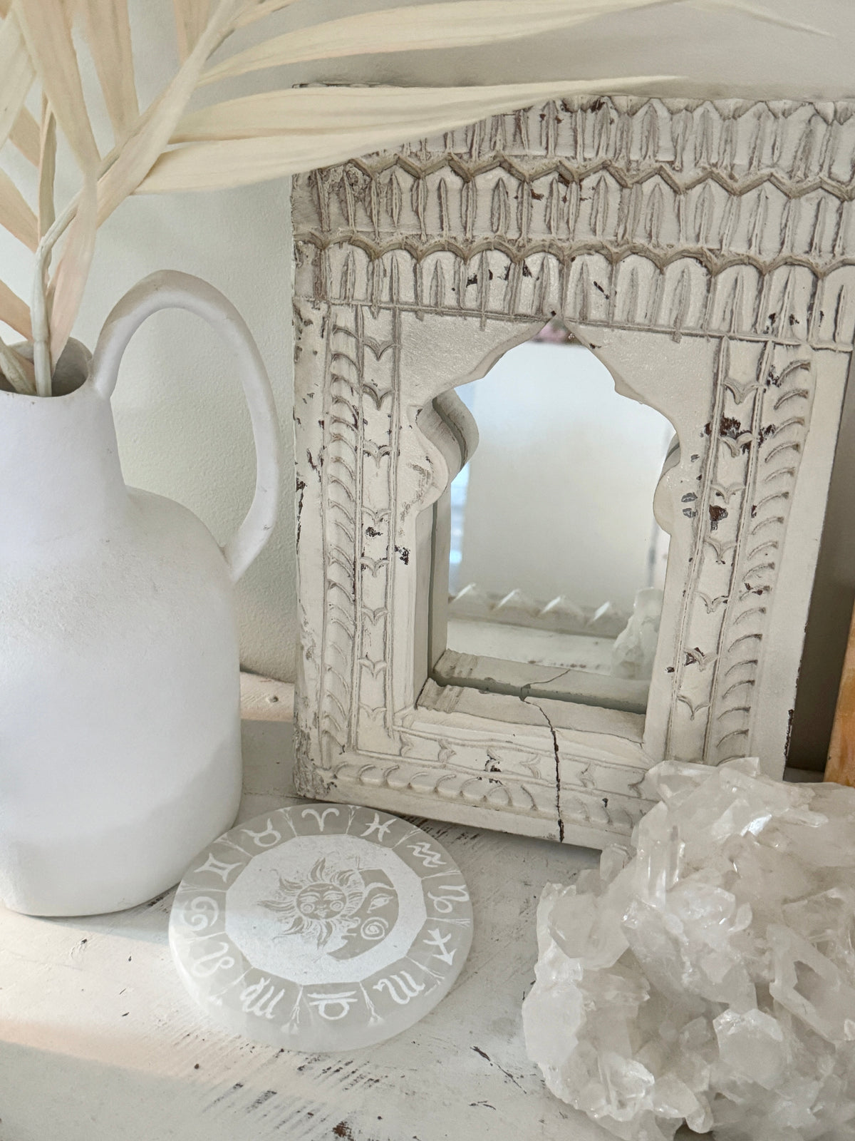 Selenite Engraved Plate - Sun & Moon Birthsigns