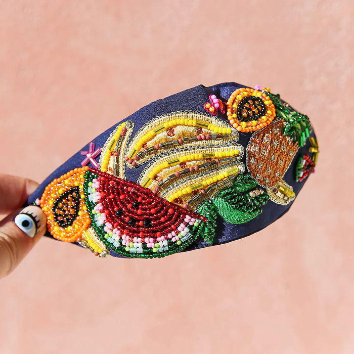 Beaded Headband Navy Fruit Salad
