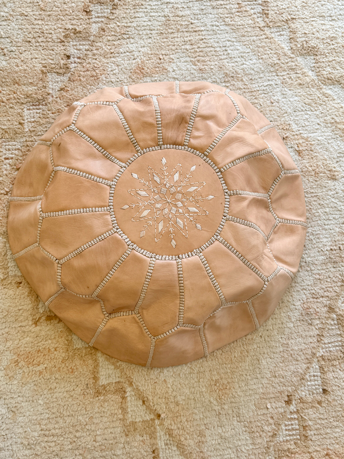 Leather Pouffe Natural Cover