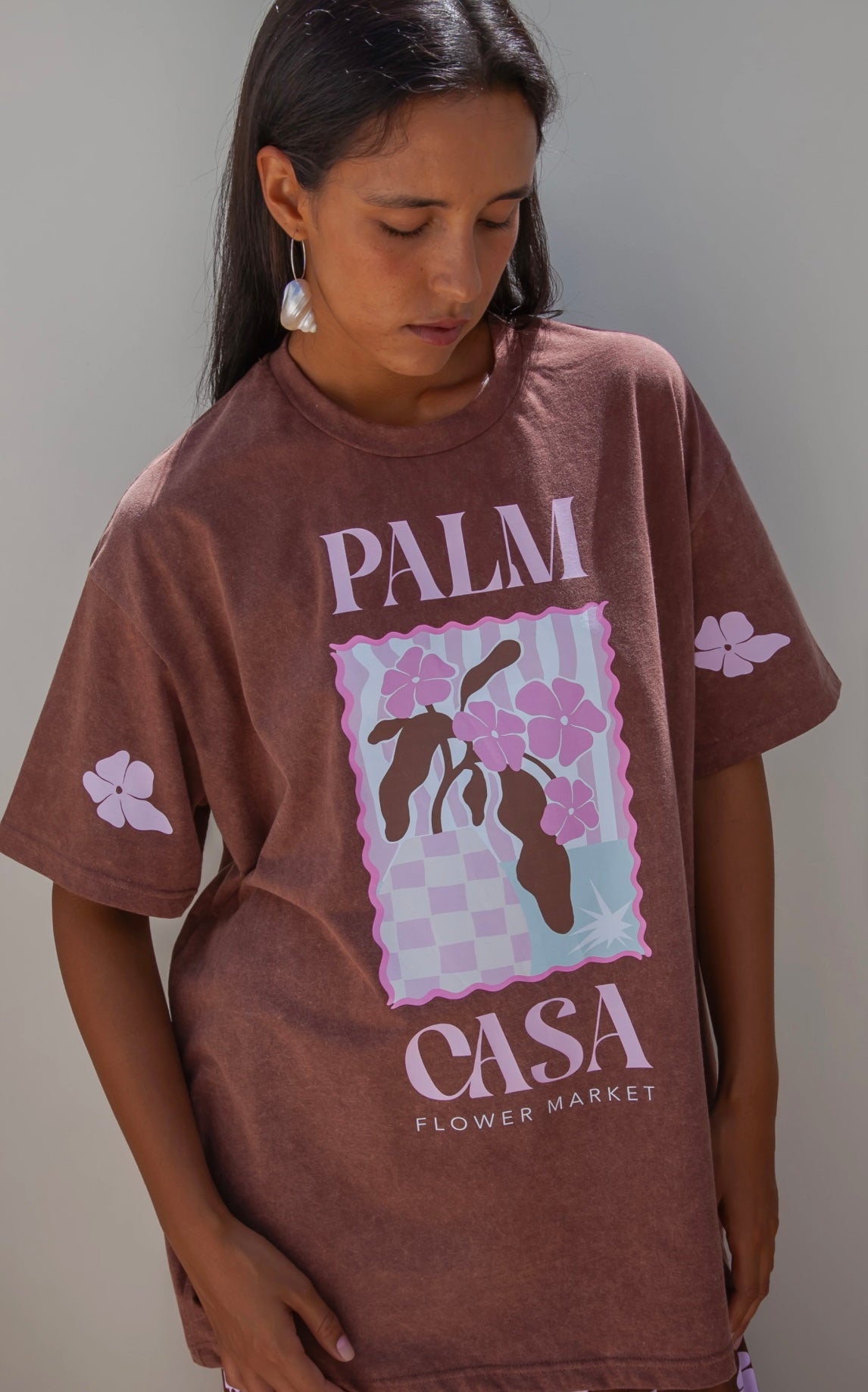 Flower Market Oversized Tee Brown