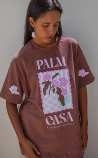 Flower Market Oversized Tee Brown