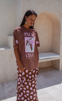 Flower Market Oversized Tee Brown