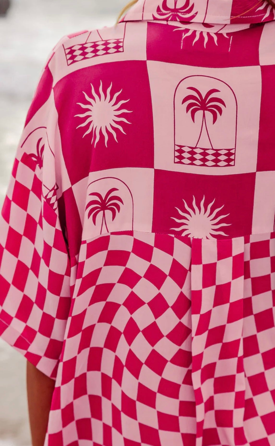 Palma Checkerboard Pink Shirt Dress