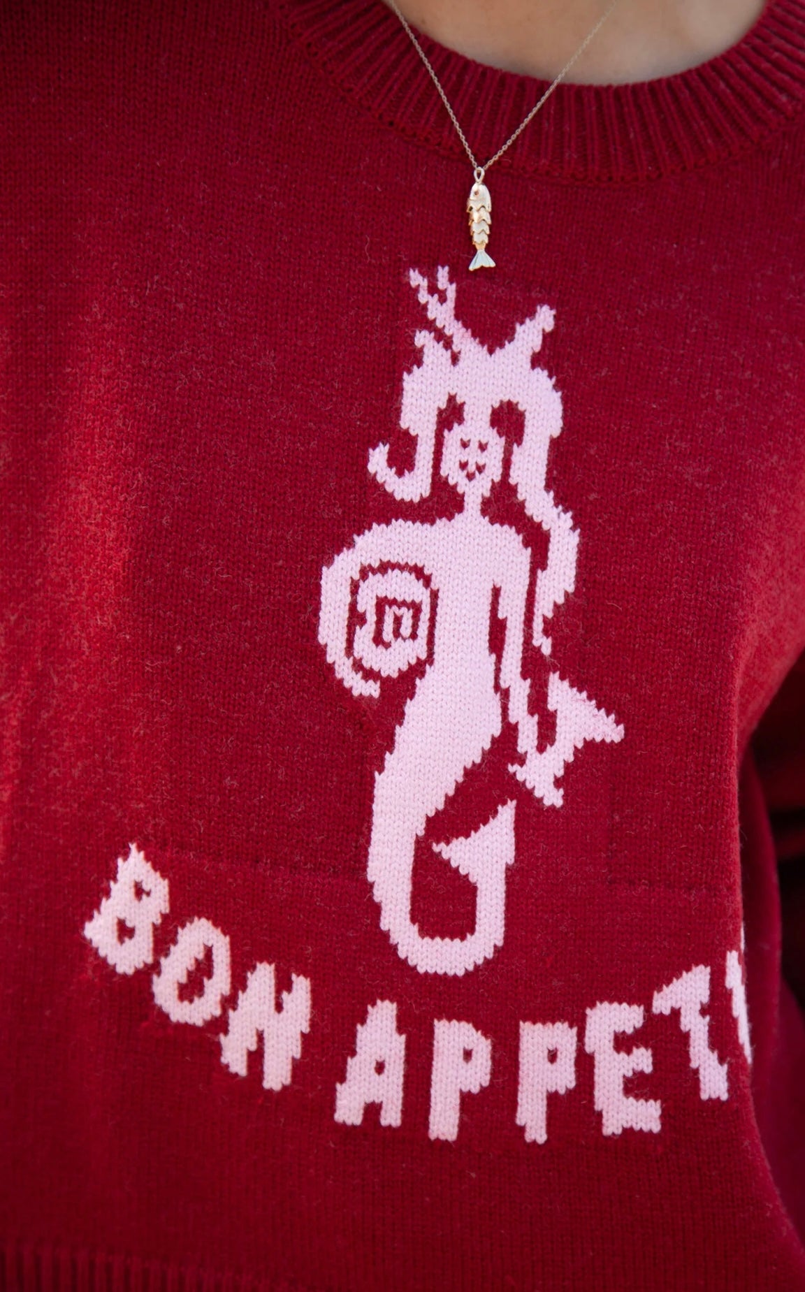 Knit Sweater - Bon Appetite Burgandy