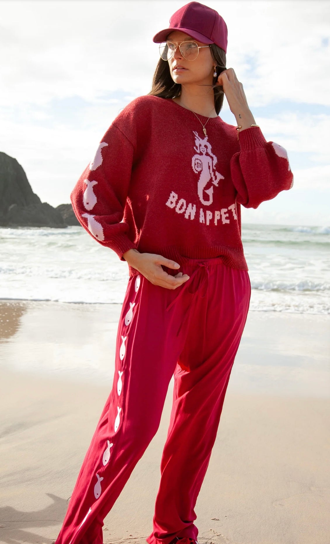 Knit Sweater - Bon Appetite Burgandy