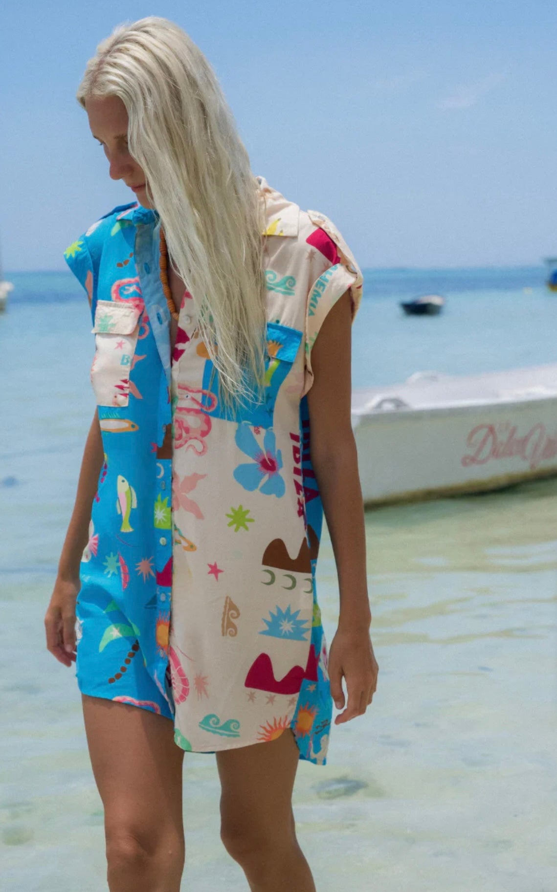 Tropicana Shirt Dress W/ Shell Belt