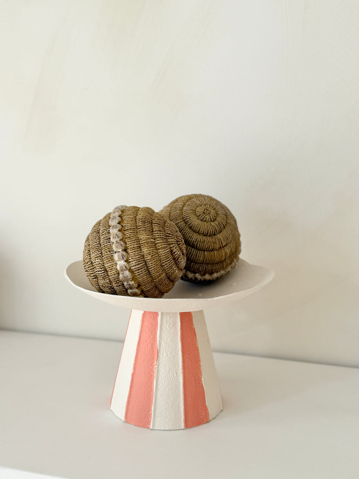 Tiffany Striped Metal Platter on Stand