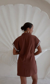 Bagus Sand Embroidered Shirt Dress