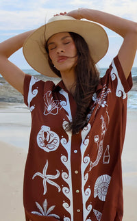 Ocean Club Shirt Dress Brown