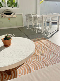 Recycled Outdoor Mat 4 Rainbow Waves ~ Large 2.8 x 2.8