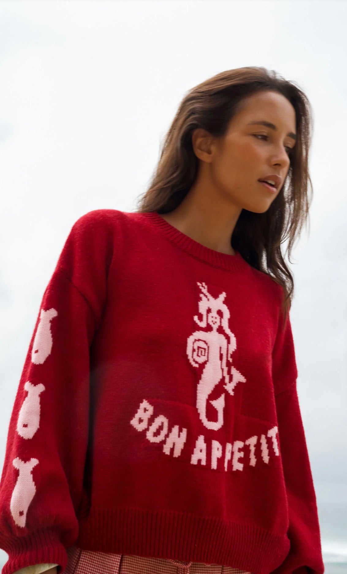Knit Sweater - Bon Appetite Burgandy