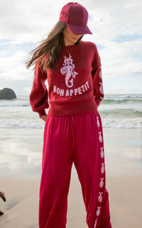 Knit Sweater - Bon Appetite Burgandy