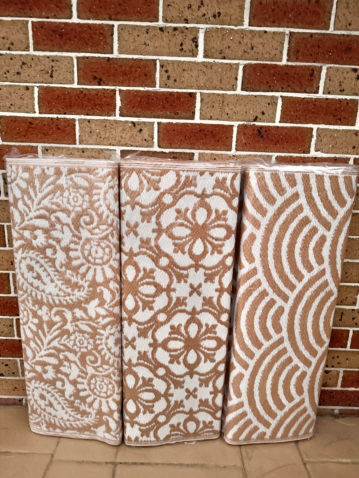 Recycled Outdoor Mat 3 Moroccan Tile ~ Large 2.8 x 2.8