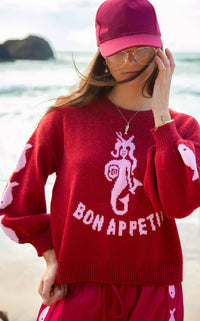 Knit Sweater - Bon Appetite Burgandy
