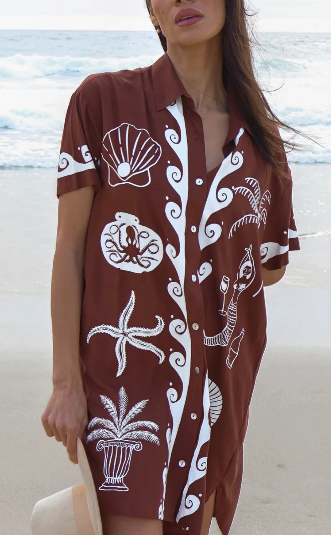 Ocean Club Shirt Dress Brown
