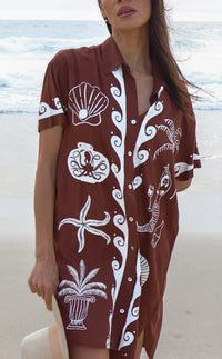 Ocean Club Shirt Dress Brown