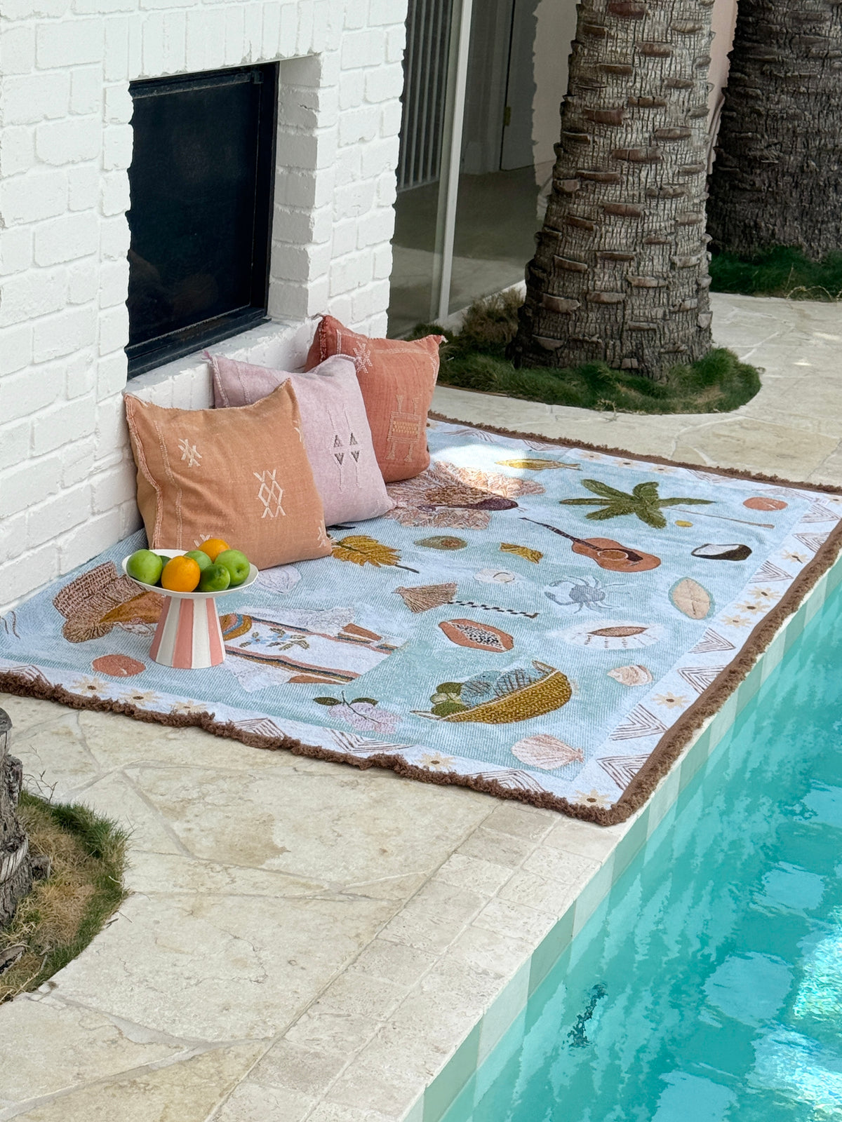 Tiffany Striped Metal Platter on Stand