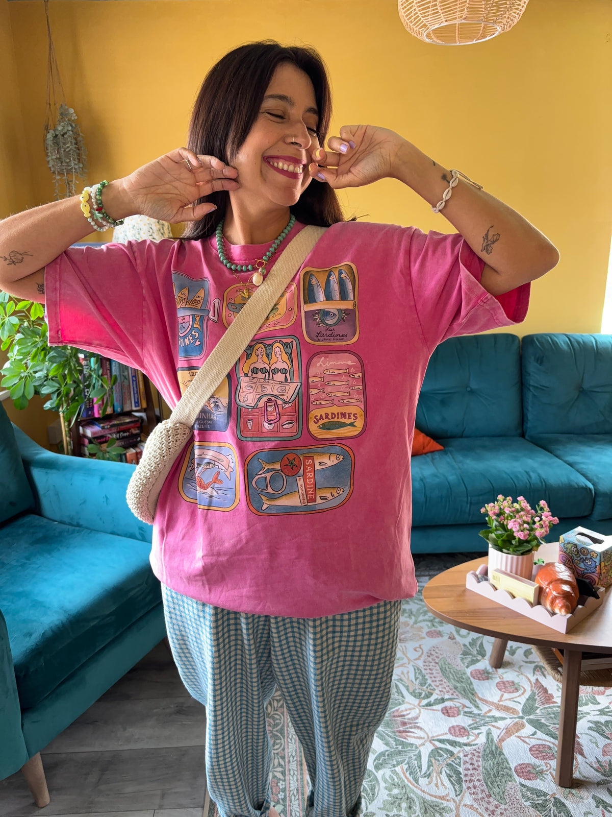 Tinned Fish Oversized Shirt Acid Wash Pink