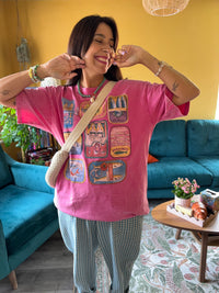 Tinned Fish Oversized Shirt Acid Wash Pink