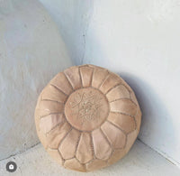 Leather Pouffe Natural Cover