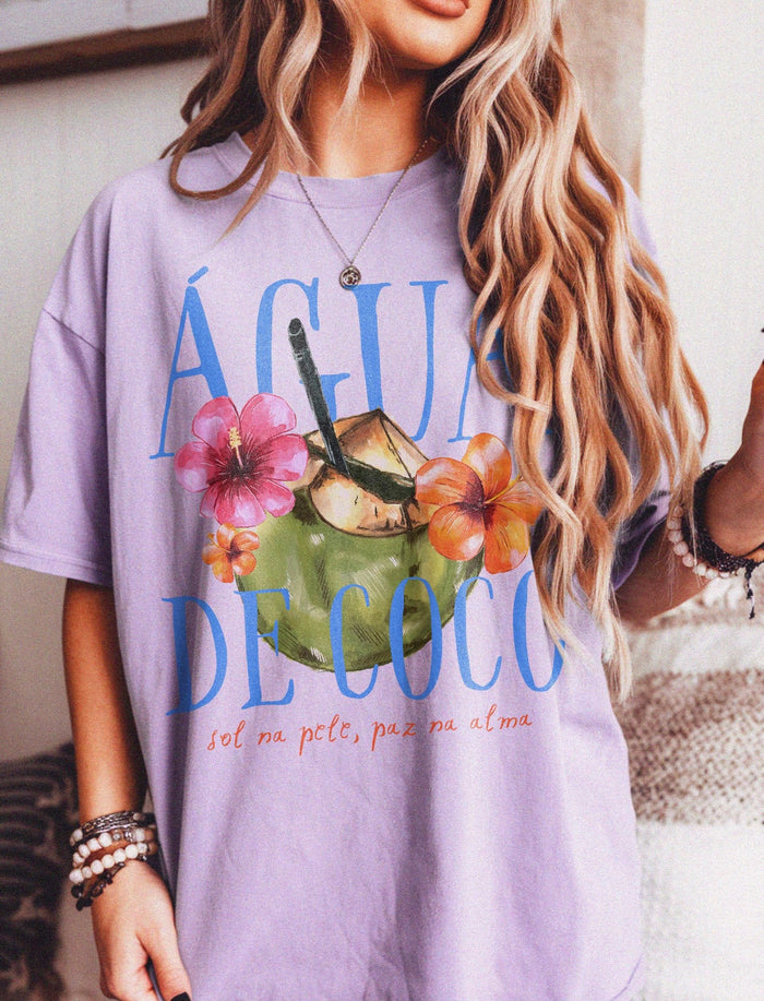 Agua De Co Oversized Shirt Snow Wash Purple Haze